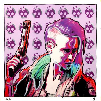 Karl Kox - Cyberpunk, 2021 - Sérigraphie réhaussée posca 2