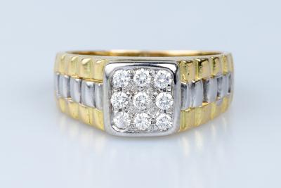 Bague chevalière bicolore en 18 cts 2