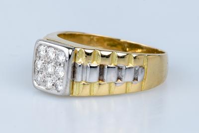 Bague chevalière bicolore en 18 cts 2