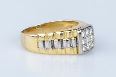 Bague chevalière bicolore en 18 cts 2