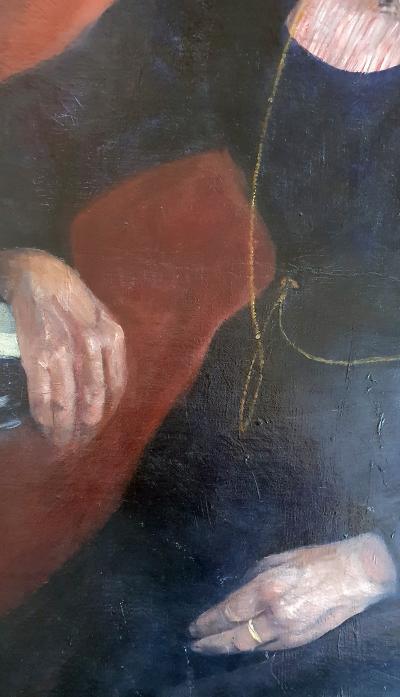 Vieille dame assise  vers 1900  tableau original  Huile sur toile 2
