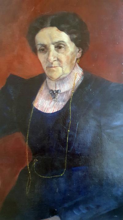 Vieille dame assise  vers 1900  tableau original  Huile sur toile 2