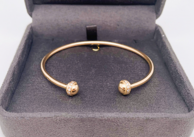 Bracelet jonc ouvert or rose diamants 2