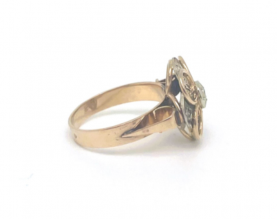 Bague fleur 2 ors diamants 2