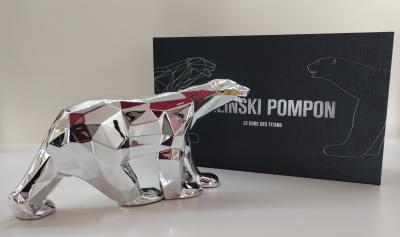 Orlinski -Ours Pompom Silver Edition - sculpture 2