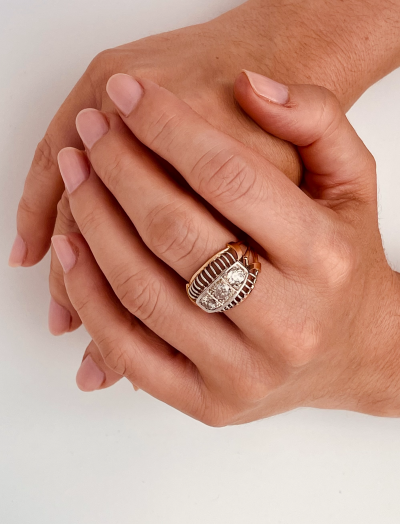 Bague dôme trilogie diamants 2