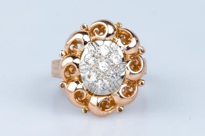 Bague en or rose 18 cts ornée de 7 diamants 2