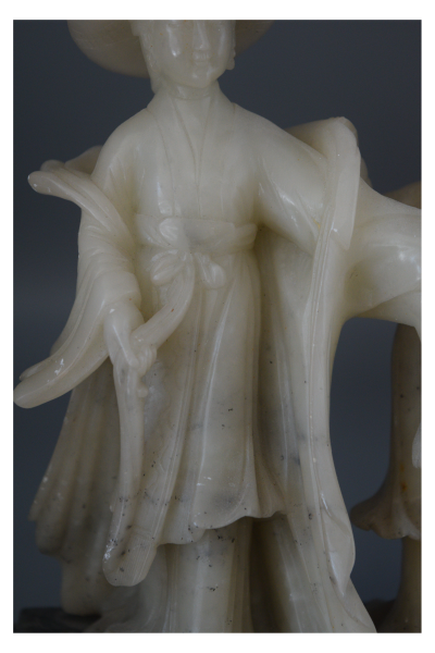 Sculpture jeune femme et sa servante - Chine - vers 1950 2