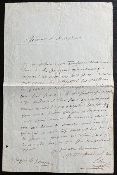 Elisa BONAPARTE - Lettre autographe signée à l’impératrice JOSEPHINE 2