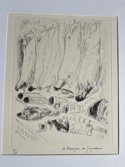 André DUNOYER de SEGONZAC (1884 - 1974) The butcher’s stall Etching numbered & signed 2