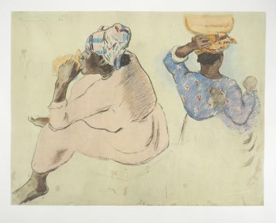 Paul GAUGUIN : Tahiti, Femmes Maoris, Lithographie et pochoir signée 2