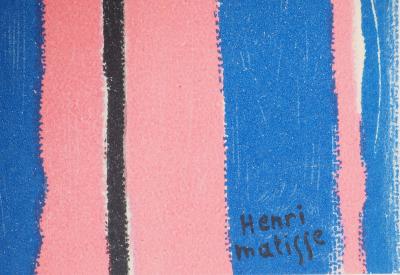 Henri MATISSE : Portrait cubiste blanc et rose, Lithographie signée 2