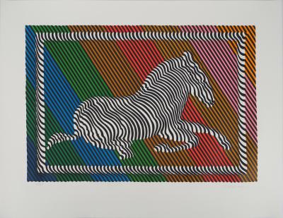 Victor VASARELY : Composition cinétique : Zèbre, Sérigraphie originale signée