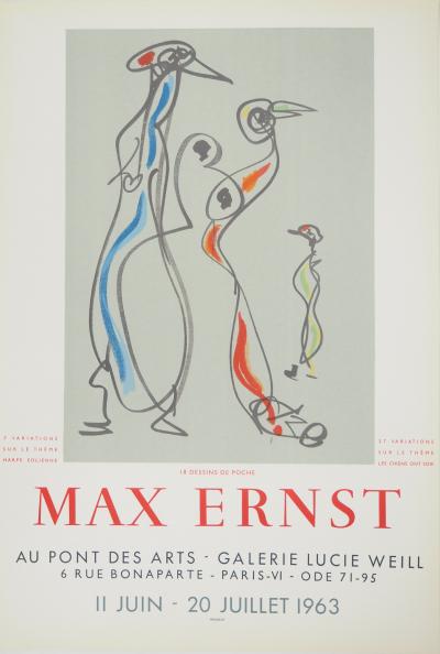 Max ERNST : Oiseaux surréalistes, Affiche en lithographie originale 2