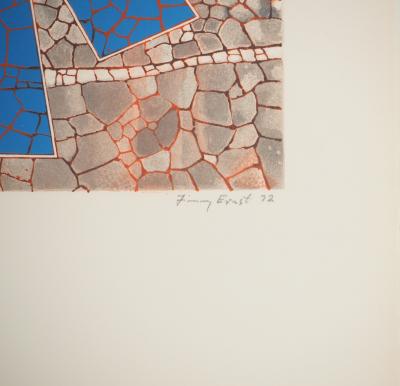Jimmy ERNST : Totem géométrique, Lithographie originale signée 2