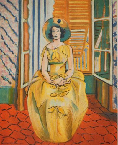 Henri MATISSE : Jeune fille à la robe tilleul, Lithographie signée 2