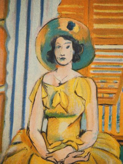 Henri MATISSE : Jeune fille à la robe tilleul, Lithographie signée 2