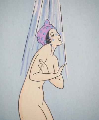 Maggy MONIER: Art Deco, The Cold Shower, Lithograph and signed stencil 2