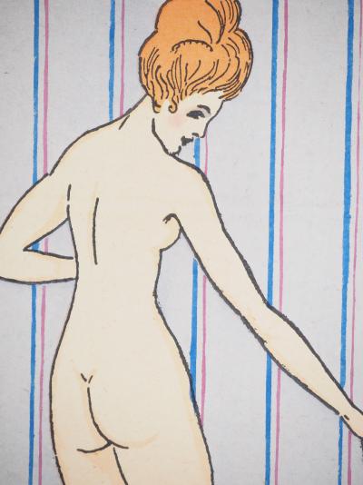 Maggy MONIER : Art déco, La baigneuse de 1900, Lithographie et pochoir signée 2