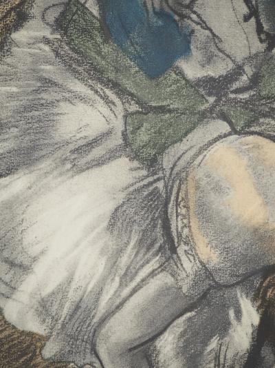 Edgar DEGAS : Ballerine ajustant son chausson, Lithographie et pochoir signée 2