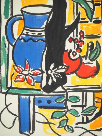 Fernand LEGER : Nature morte au pichet bleu, Lithographie et pochoir signée 2