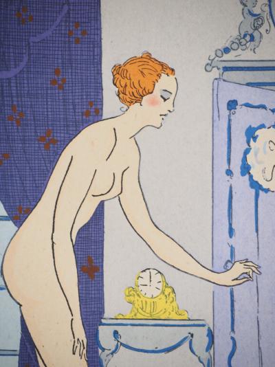 Maggy MONIER : Art déco, Le bain de la Pompadour, Lithographie et pochoir signée 2