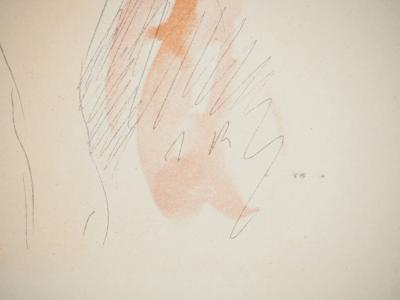 Auguste RODIN : Modèle se recoiffant, Lithographie et pochoir signé 2