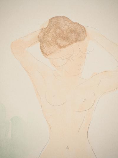 Auguste RODIN : Modèle se recoiffant, Lithographie et pochoir signé 2
