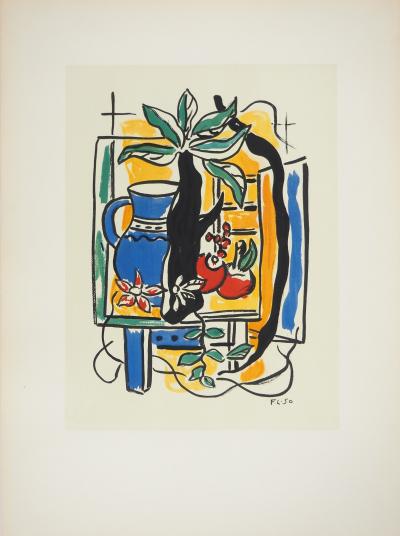 Fernand LEGER : Nature morte au pichet bleu, Lithographie et pochoir signée 2