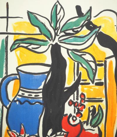 Fernand LEGER : Nature morte au pichet bleu, Lithographie et pochoir signée 2