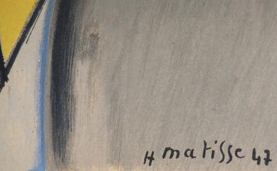 Henri MATISSE : Portrait bleu, vert et jaune, Lithographie signée 2