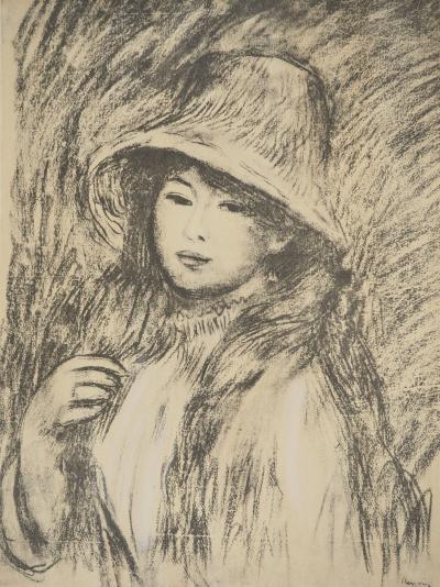 Pierre-Auguste RENOIR : Jeune fille au chapeau de paille, Lithographie et pochoir signée 2