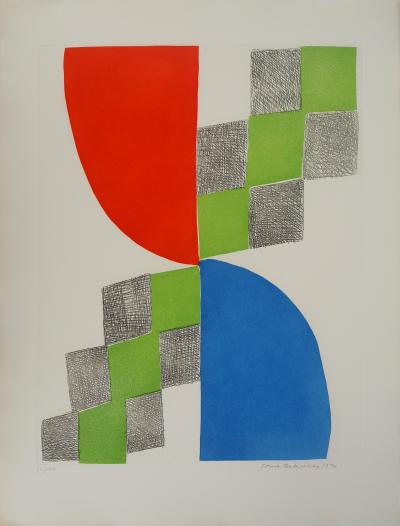 Sonia DELAUNAY : Composition 1970, Gravure originale signée 2