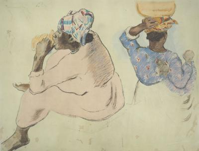 Paul GAUGUIN : Tahiti, Femmes Maoris, Lithographie et pochoir signée 2