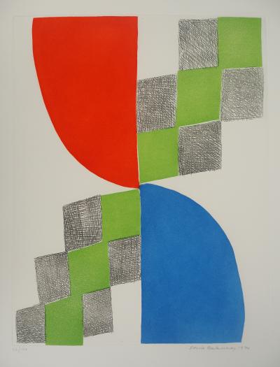 Sonia DELAUNAY : Composition 1970, Gravure originale signée