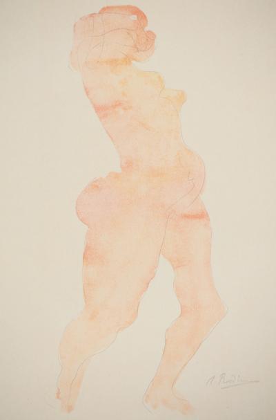 Auguste RODIN : Nu dansant, Lithographie et pochoir signé 2