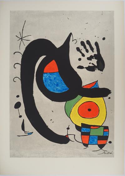 Joan MIRO : Femme à l’oiseau, Lithographie originale signée
