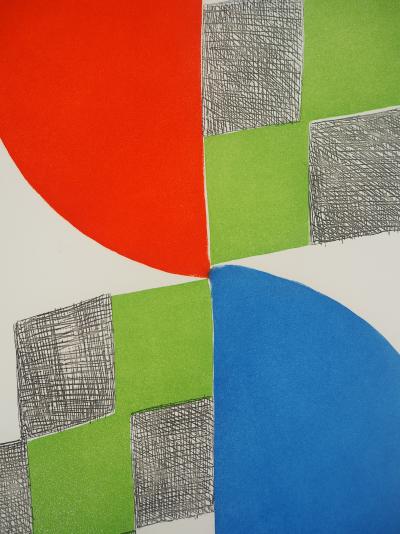 Sonia DELAUNAY : Composition 1970, Gravure originale signée 2