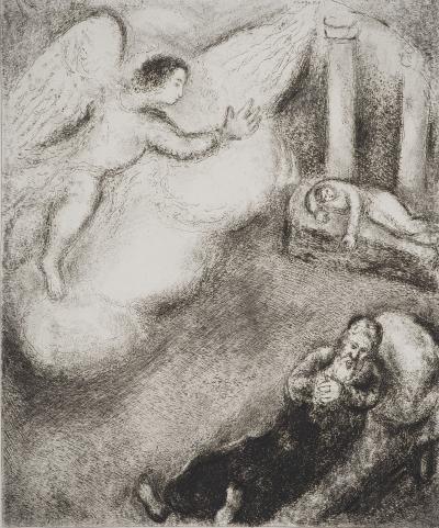 Marc CHAGALL : Samuel appelé par Dieu, Gravure originale signée 2