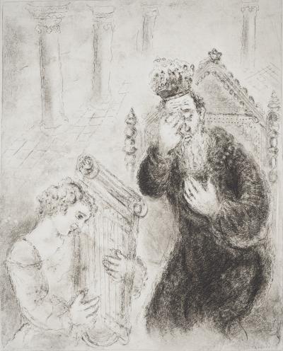 Marc CHAGALL : Saül et David, Gravure originale signée 2