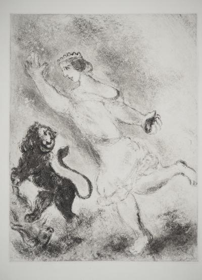 Marc CHAGALL : David et le lion, Gravure originale signée 2