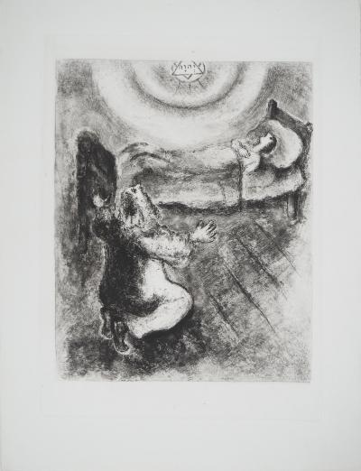 Marc CHAGALL : L'enfant ressuscité par Elie, Gravure originale signée 2