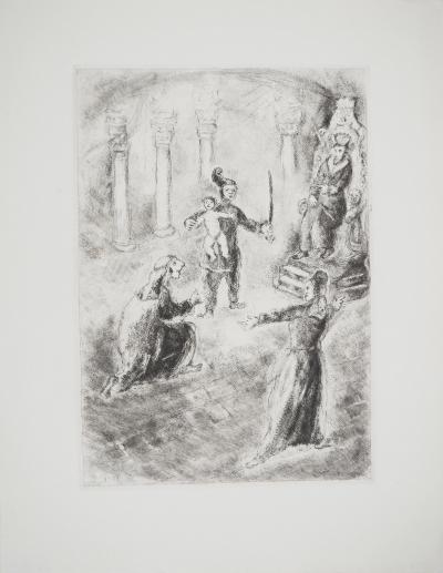 Marc CHAGALL : Le jugement de Salomon, Gravure originale signée 2