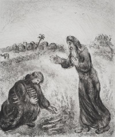 Marc CHAGALL : Elie et la veuve de Sarepta, Gravure originale signée 2