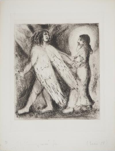 Marc CHAGALL : L'homme guidé par l'Eternel, Gravure originale signée 2