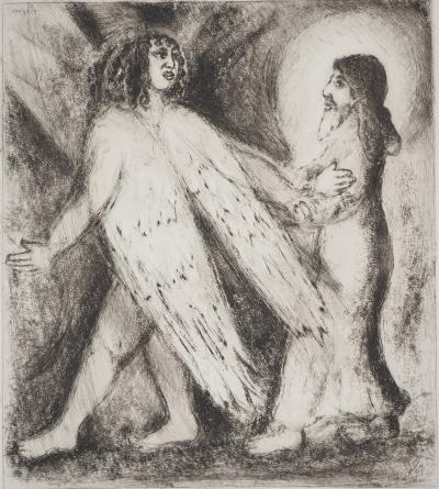 Marc CHAGALL : L'homme guidé par l'Eternel, Gravure originale signée 2