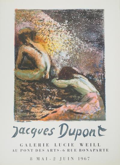 Jacques DUPONT : Couple se reposant, Affiche en lithographie originale signée 2