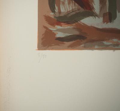 Adam SAULNIER : Le sapin rouge, Lithographie originale 2