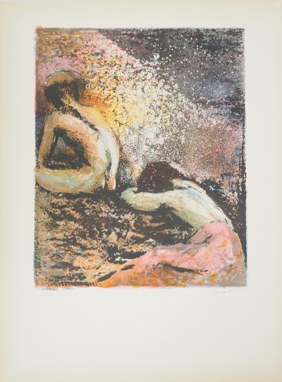 Jacques DUPONT : Couple se reposant, Lithographique originale signée 2