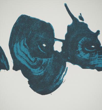 Philippe LABARTHE : Composition aux yeux bleus, Affiche en lithographie originale 2
